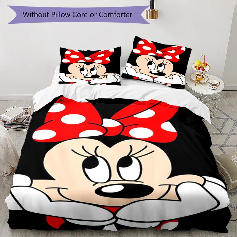 3pcs Minnie Bedding Set Duvet Cover Closure Includes 1 Duvet Cover & 2 Pillowcases, Soft and Comfortable for All Seasons.
