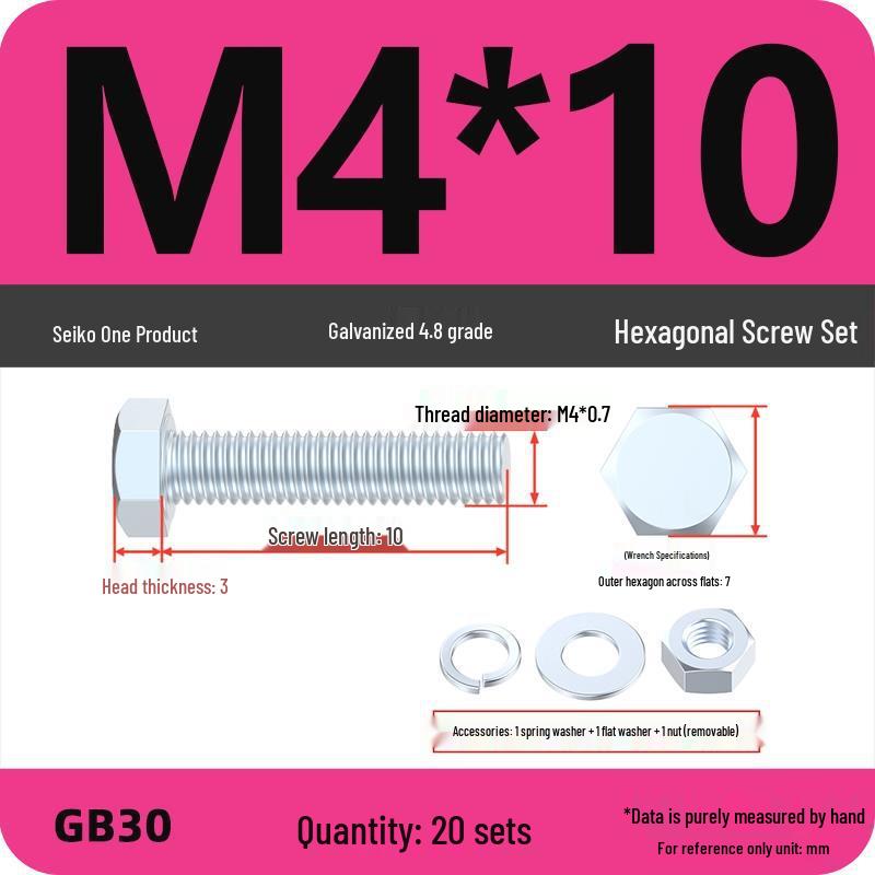 Galvanized Hex Head Bolt & Nut Set - Grade 4.8, Sizes M4 To M30