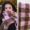 Korean version of wool plaid scarf women's winter new fashion versatile thickened warm student couple plush scarf men