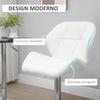 Set of 2 Bar Stools with Adjustable Height, Metal Base and PU Leather Seat, Kitchen Stools with Backrest and Footrest, 51.5x57.5x93-114.5cm, White