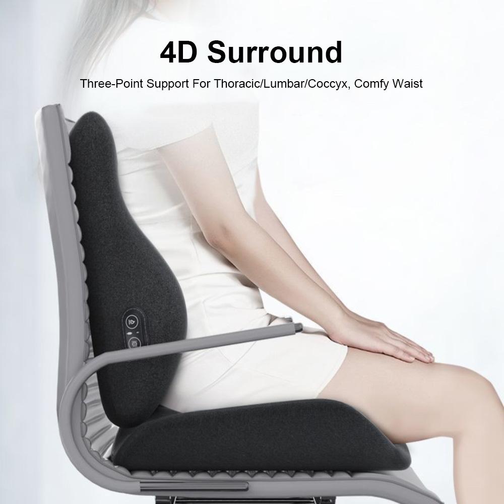 Memory Foam Electric Massage Waist Pad Office Backrest Hot Compress Relieve Soreness Waist Protection Integrated Lumbar Support