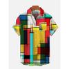 Art Géométrique Moderne Coloré Portrait Abstrait et Impression Football Chemises à Manches Courtes pour Hommes Mode Chemises Hawaïennes pour Hommes