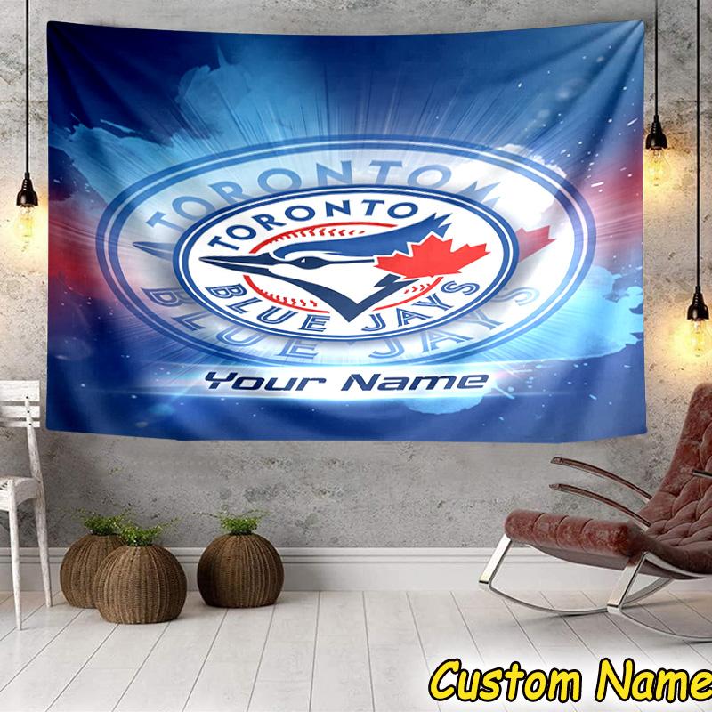 Custom Name Blue Jays Logo Tapestry Room Decoration Wall Hanging for Living Room Bedroom, dormitory, Birthday and Christmas gifts
