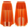 Girls Lyrical Contemporary Modern Dance Skirts Shiny Rhinestones Waistband Side Slit High Low Irregular Mesh Skirt Performance Costume