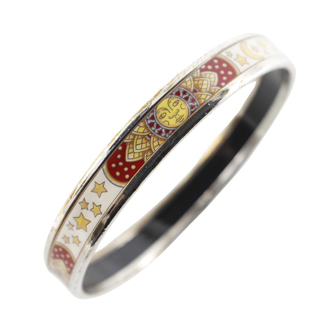 

HERMES EmailPM Bangle cloisonne Sun, Moon and Stars White/Red metallic 19.0g Women Used