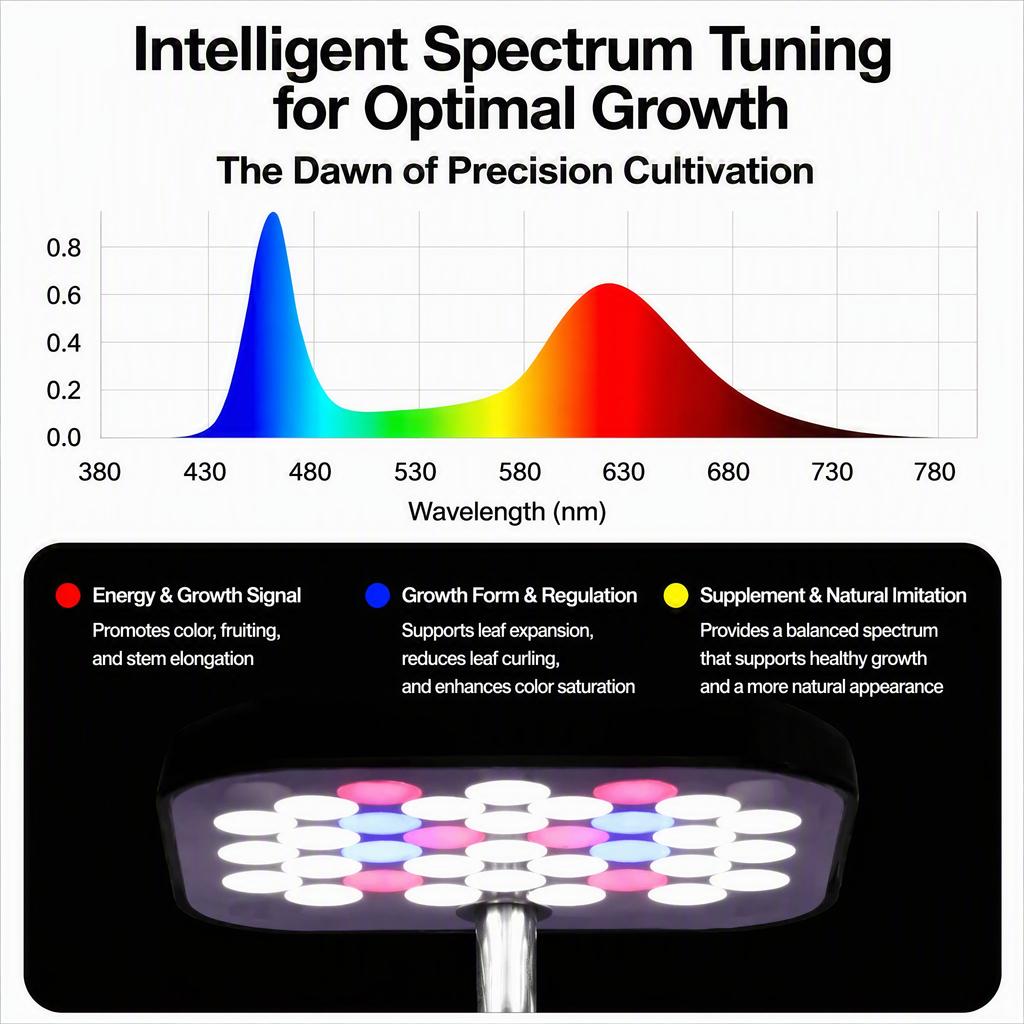 LED Grow Light Full Spectrum Plant Lamp Adjustable Dimmable Growing Lamp LED Hydroponics Lamp with 4 Holes for Indoor Plants Light