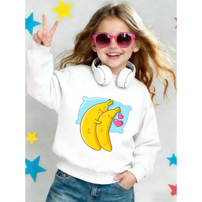 Kids Crew Neck Hoodie, Cute Fun Printed Pattern, Thin Versatile Soft Pullover, Spring Autumn Outdoor Baby Clothes 110