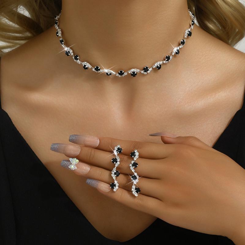 

GemChic Женские новые изысканные цветные хрустальные стразы сверкающие ожерелье ключицы серьги комплект из двух предметов подарок на день рождения Рождество ювелирные изделия