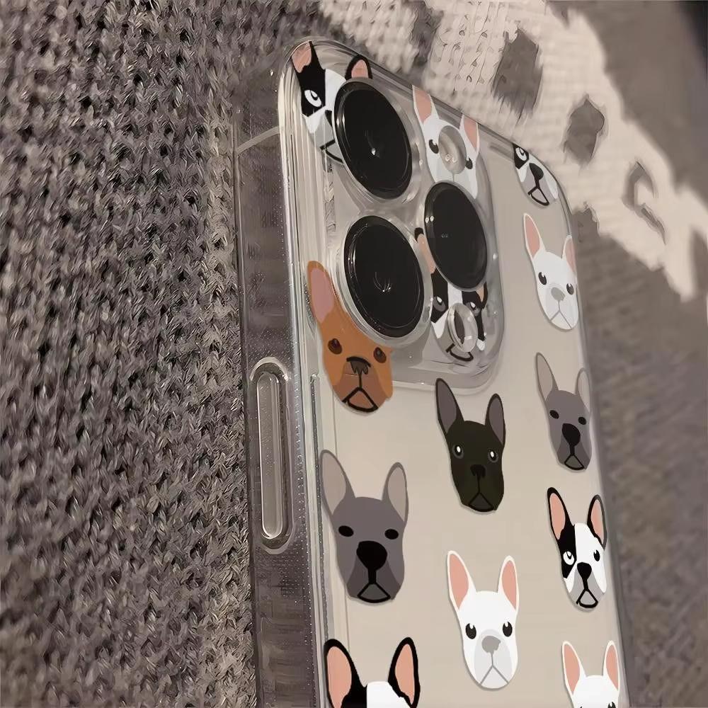 Süßes Französische Bulldogge Hundegesicht Muster Design Schutzhülle für iPhone 17 16 15 14 13 12 11 16E Serie Pro Max Plus
