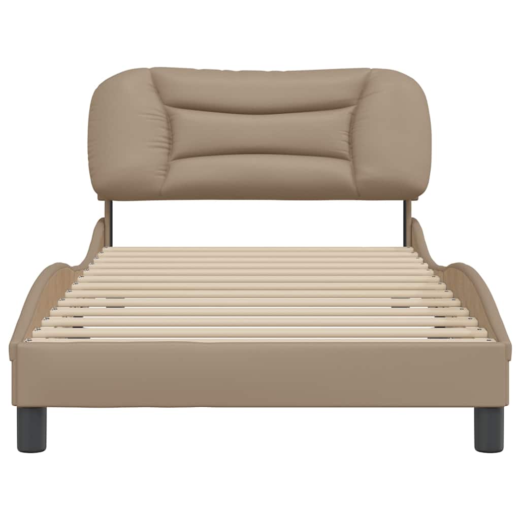 Bed Frame without Mattress  Hvar  Cappuccino Brown 100x200 cm Faux Leather
