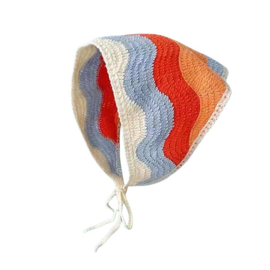 Ręcznie robiona szydełkowa trójkątna chusta na głowę: Francuski Retro, Wszechstronny, Styl Pastoralny