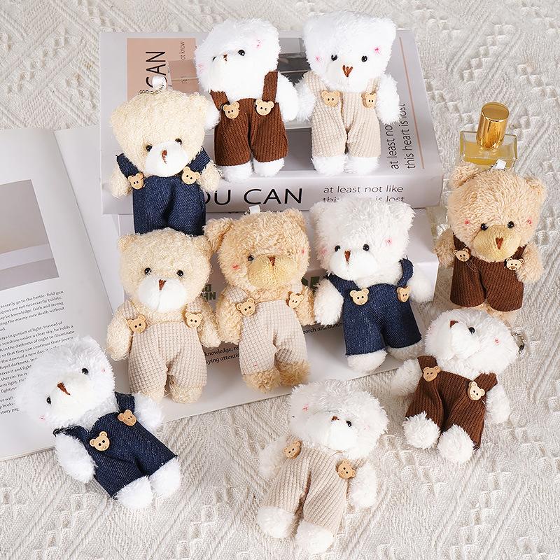 50Pcslot Plush Teddy Bears Toys Pendant Animal Stuffed Dolls Kawaii Girl Mini Bear Key Chain Bag Pendant Children Party Gifts