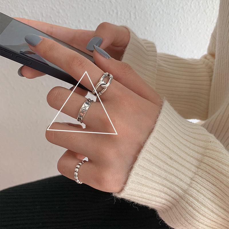 S925 Sterling Silver Roman Numeral Open Ring for Women - Trendy, Retro, and Stylish