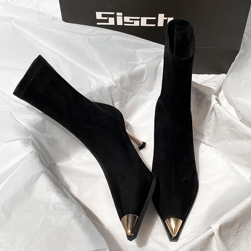 Fashion Pointed Toe Women Ankle Boots High Heels Sexy Fashion Shoes Dress Suede Luxury Winter Botas 2025 New Elegant Pumps Mujer Boots