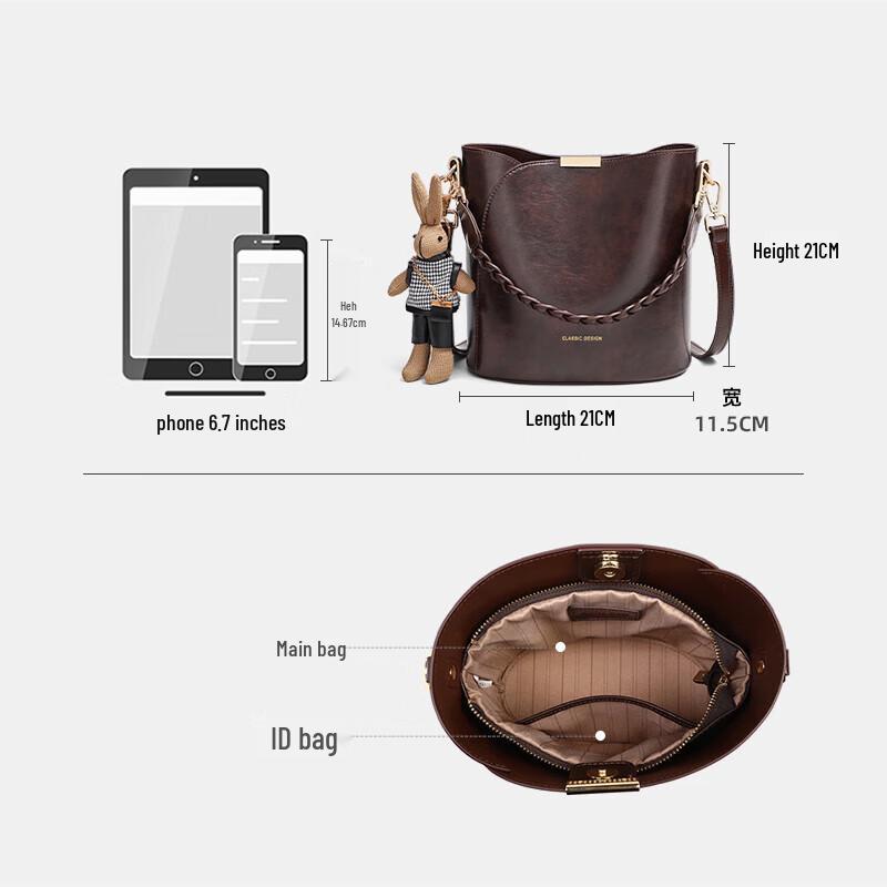 YUYULA Damen Vintage Leder Schulter Crossbody Tasche