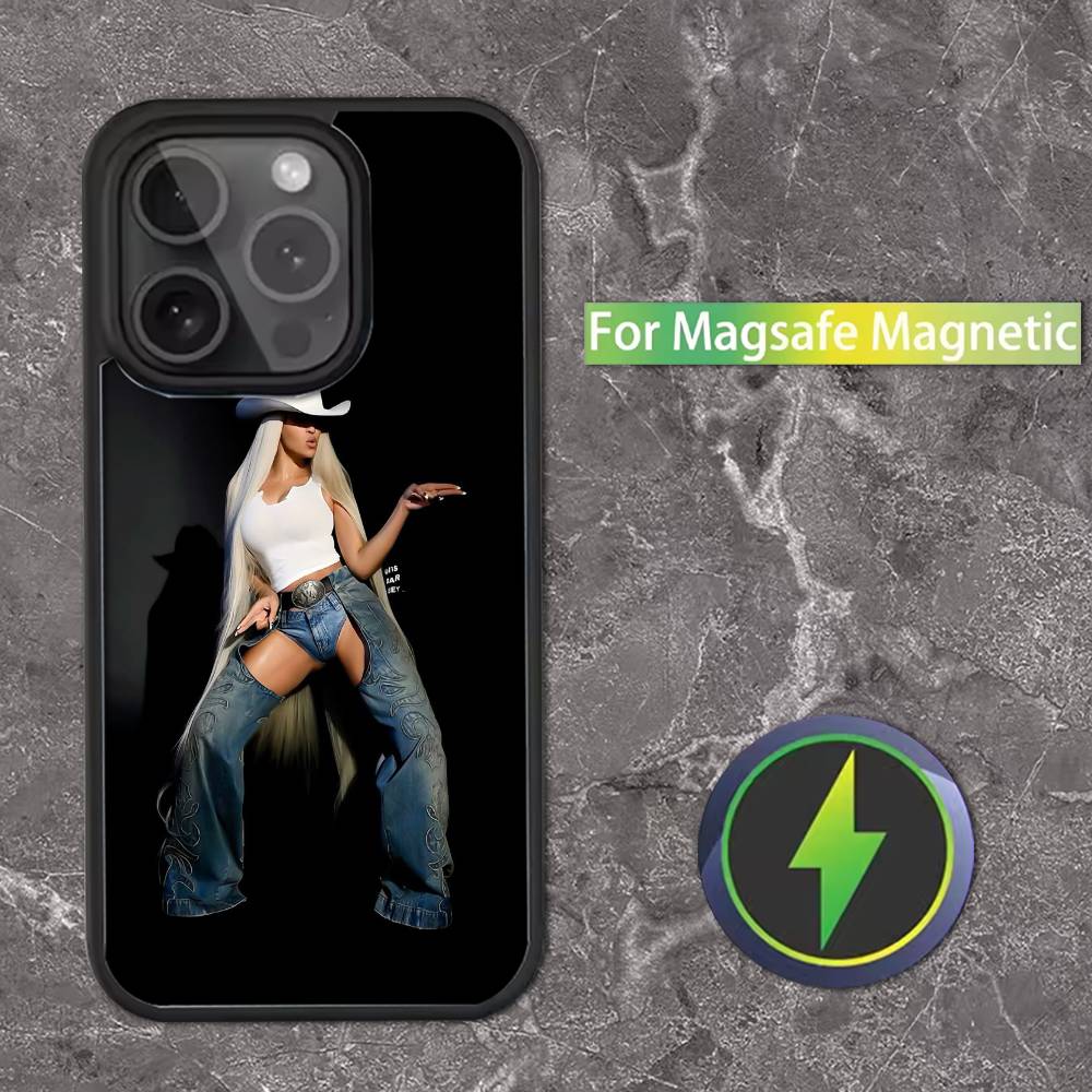 B-Beyonce Cowboy Phone Case For iPhone 16,15,14,13,12,11,Pro,Max,Plus,Mini,SE Magsafe Magnetic Wireless Charging