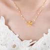 18K Gold Hong Kong Retro Petal Pendant Necklace: Titanium Steel, Colorfast, Versatile Women's Jewelry