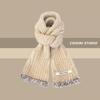 New Soft and Waxy Raw Edge Knitted Small Scarf for Women in Autumn and Winter Warm and Versatile Student Couple Woolen Scarf Trendy