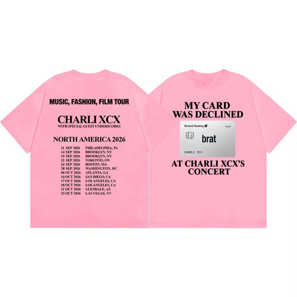 2026 Hot Sale Charli Xcx Music Fashion Film Tour T-shirt Men Women Hip Hop Crew Neck Casual T Shirt Casual Loose Short Sleeve Crew Neck Summer Tops