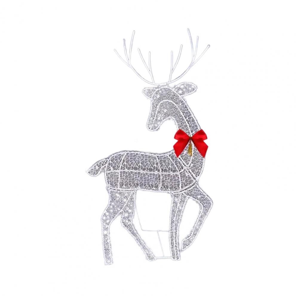 2025 Metal Deer Decoration Outdoor Reindeer Statues with LED Light Glowing Reindeer Ornament for Lawn Garden Yard