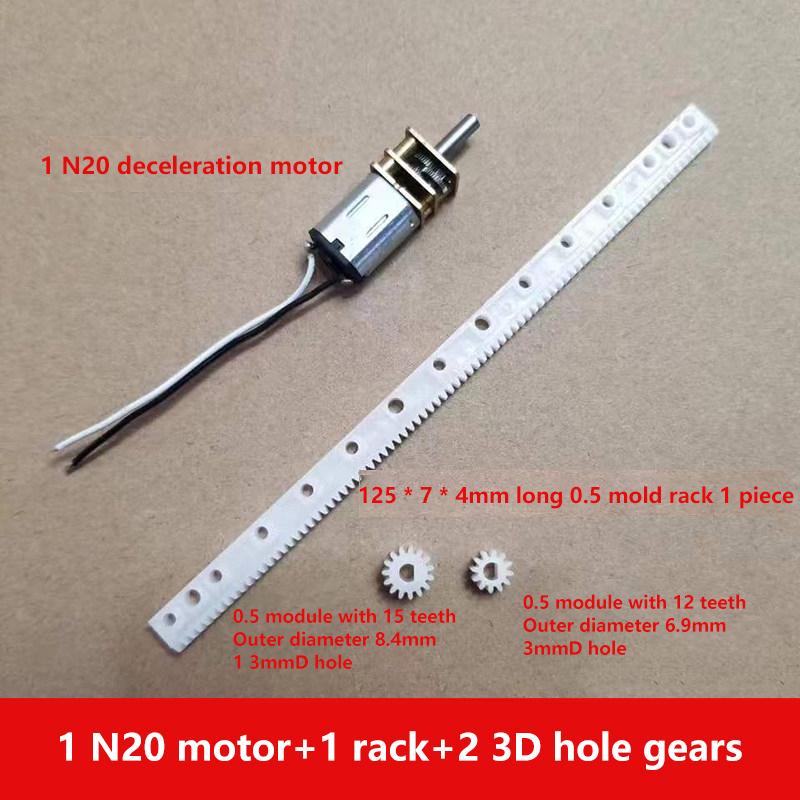 1Pcs N20 Geared Motor Micro, Motor 0.5 Modular Rack Guide 12-Tooth 15-Tooth 3Mmd Hole Gear Set