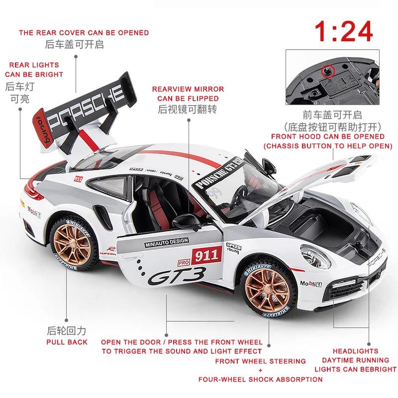 Pdbn6 1/24 Porsche 911 GT3 RSR Sports Car Alloy Pull Back Model Car Simulation Children's Diecast Toy Car Boy Toys Garage Kit