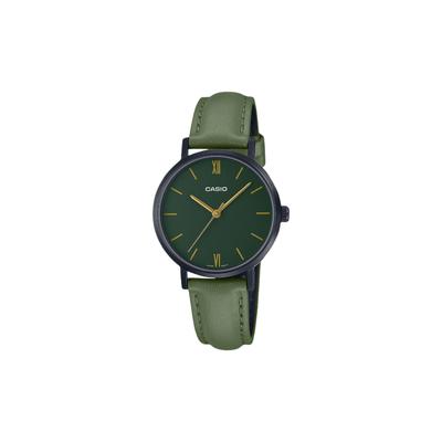STANDARD Series Simple Fashion Waterproof Quartz Movement Leather Strap Japanese and Korean Watch Women's Watch Green Dial LTP-VT02BL-3A