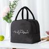 Isolierte Lunchtasche Reißverschluss Kühltasche Tragetasche Thermotasche Brotdose Leinwand Essen Picknick Lunchtaschen für die Arbeit Handtasche Essensmuster Praktische Nutzung