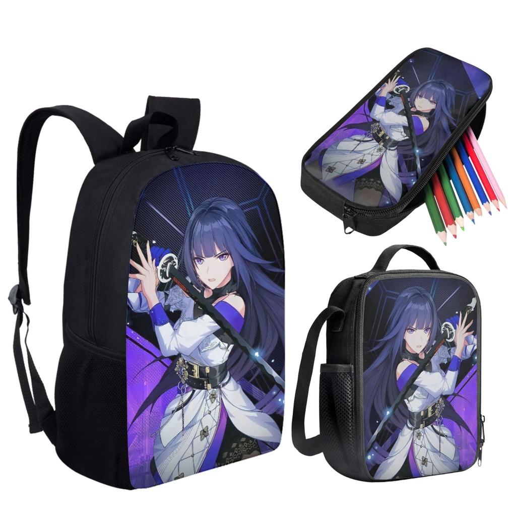 Trendy Popular New Honkai Impact Pattern 3D Print 3pcs/Set Student School Bags Laptop Daypack Backpack Lunch bag Pencil Case