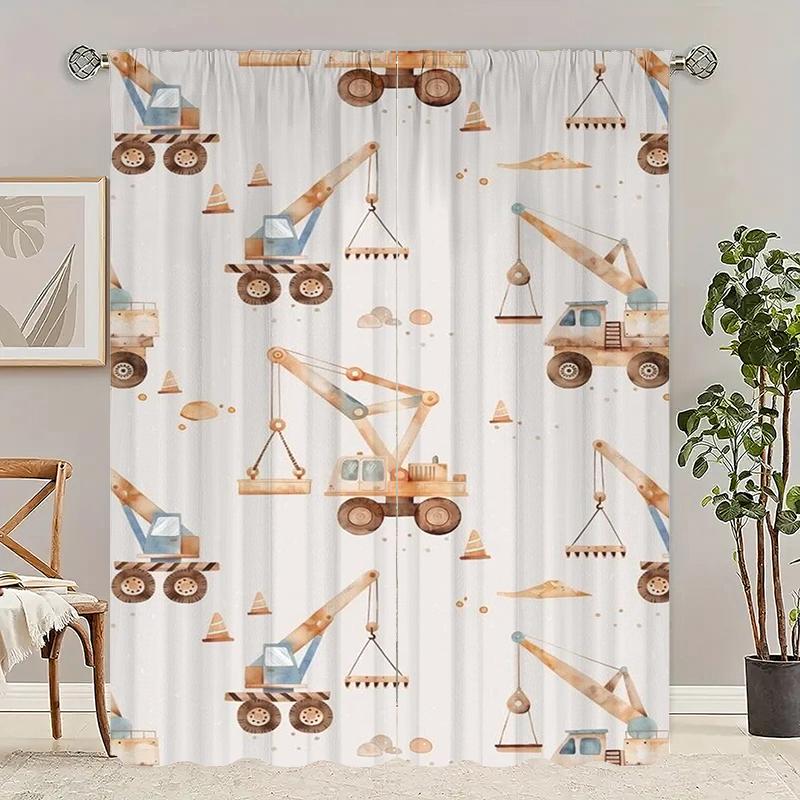 

2Pcs- Cartoon Crane - Printed curtain -100% polyester material, suitable for bedroom curtains and living room decoration. 23Wx59L(60x150CM)x2