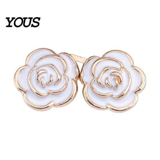 Comfortable Waist Support Pins 1 Pair Rose Tightener Pins, No-sew Pants Tighteners, Detachable Metal Flower for Jeans Skirts Waistband Narrowing