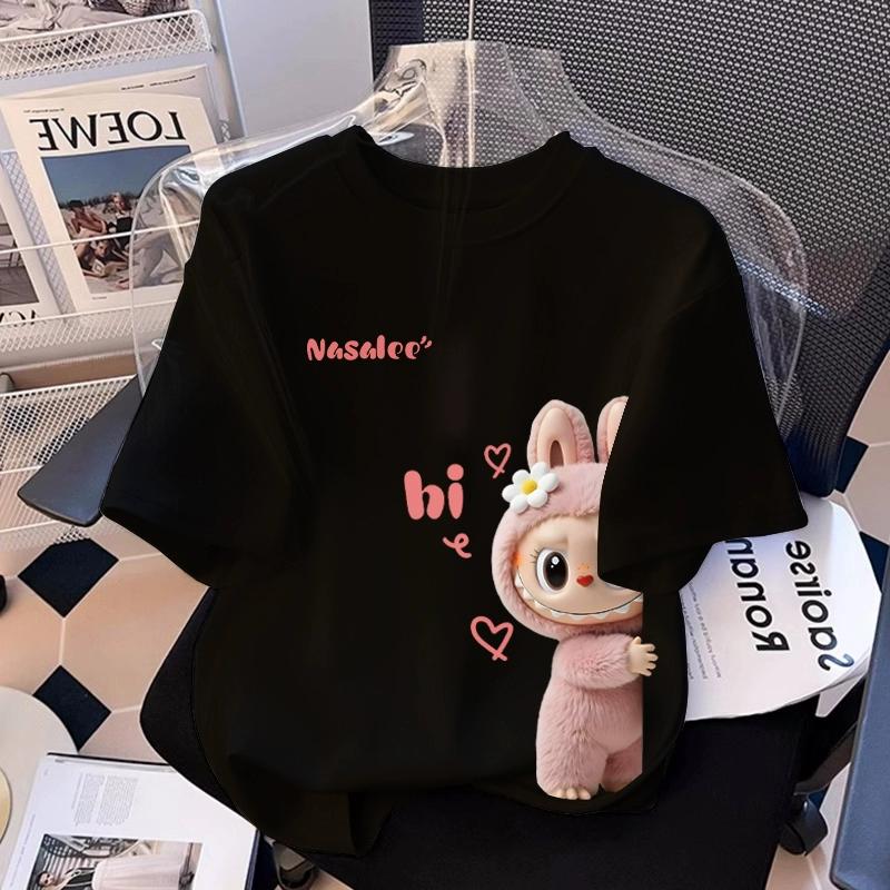 

Мультяшная графика Эльфа-монстра Лабубу Детская футболка с принтом Летняя Повседневная Женская футболка Топ Свободного Оверсайз Кроя с Коротким Рукавом Одежда 150