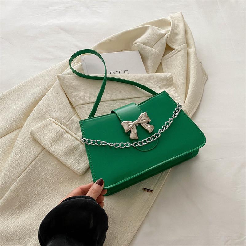 Elegant Pu Leather Small Square Bag For Women Fashionable Summer Handbag темно-зеленого