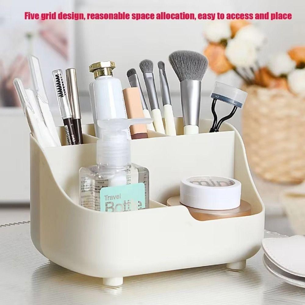 1Pcs 5-Grids Makeup Brush Holder Multifunctional Storage Bucket Durable Desktop Organizer
