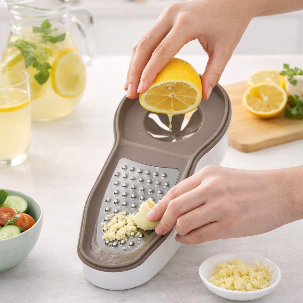 Multifunktionaler Mini 3-in-1 Manuelles Karottenreibe Handheld Effizienter Zitruspresse Kunststoff Abnehmbare Knoblauchreibe Küche