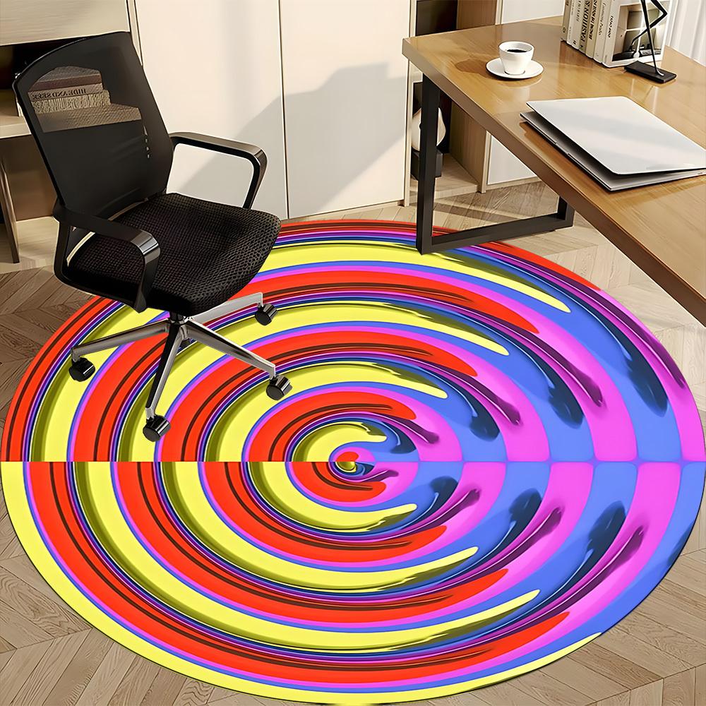 1pc Hypnotic Circle Pattern Chair Carpet for Office Non Slip, Machine Washable Rug for Office, Room Holiday Decor for Christmas, Birthday Polyester