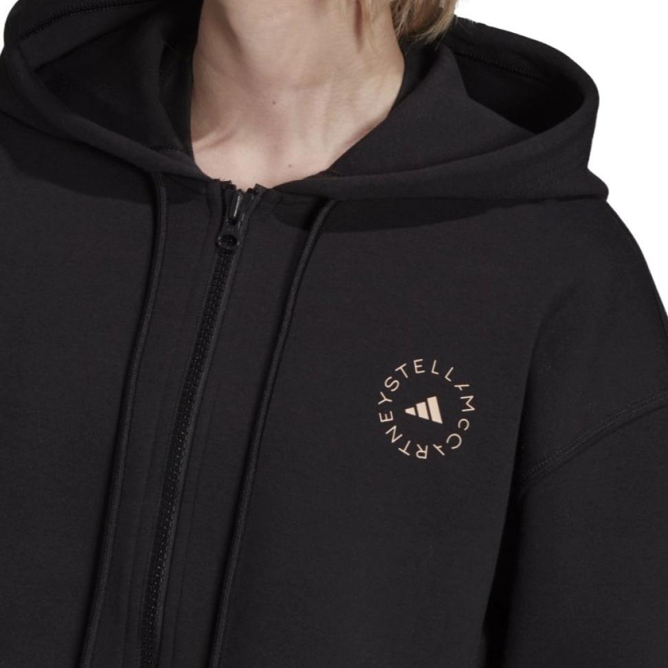 Adidas Logo Letter Print Drawstring Hooded Loose Jacket Women Jacket Black GU4346