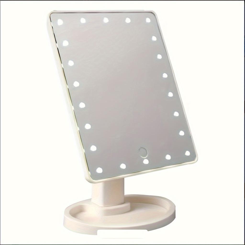 1PC Adjustable LED lighting cosmetic mirror with touch control, desktop installation and battery power supply.