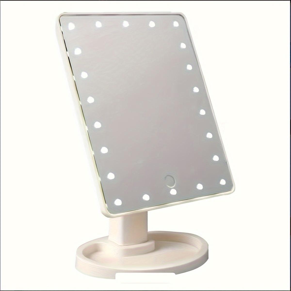 

1pc Luminous makeup mirror square battery USB charging dual-use beauty mirror touch screen makeup mirror brightness білий