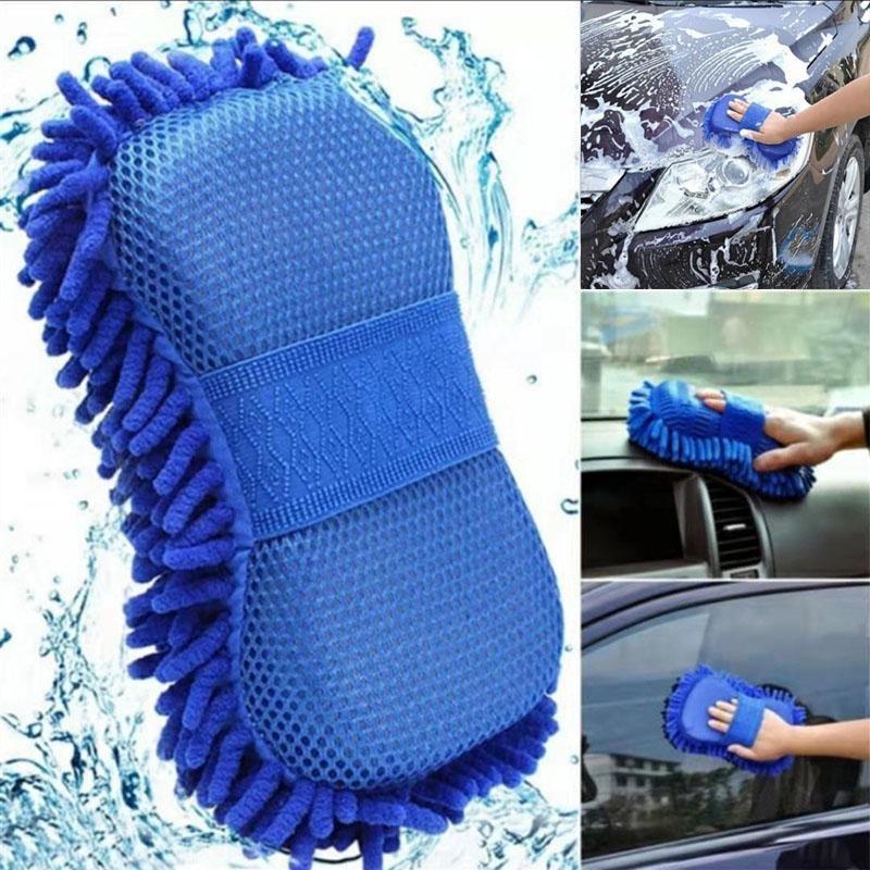 2 In1 Car Wash Gloves Super Soft and Fine Fiber Car Wash Glove Sponge Large Size Cleaning Tool Chenille Coral Sponge
