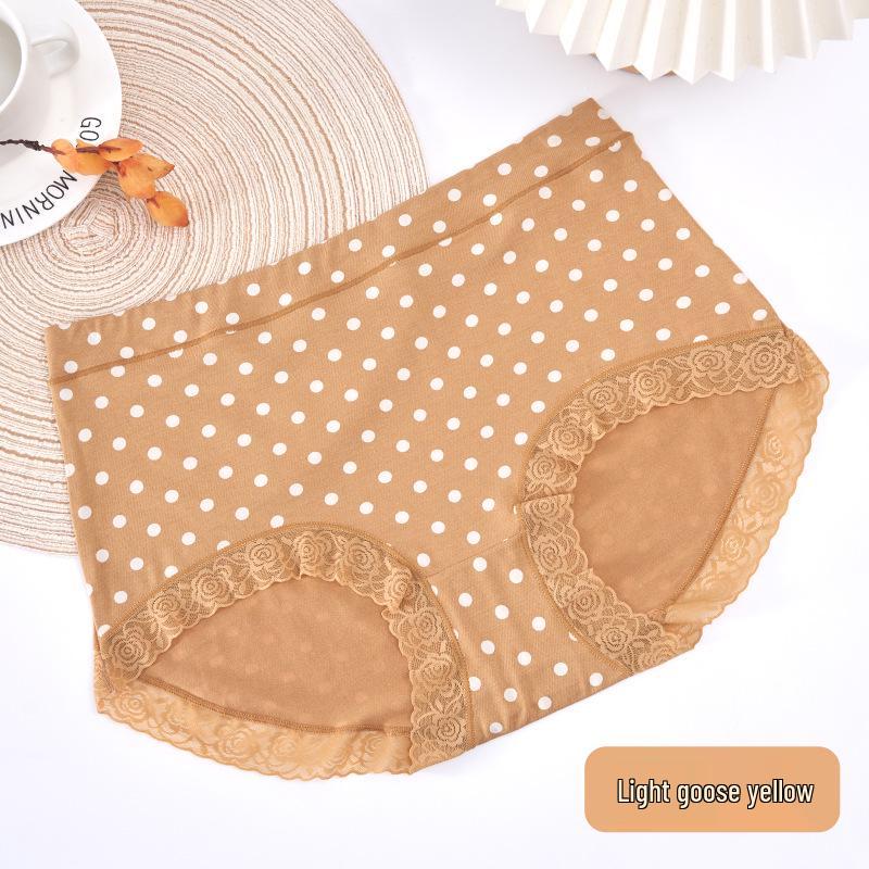 Pure Cotton Women s Mid-High Waist Polka Dot Breathable Plus Size Triangle Underwear One Size [115-150 pounds]