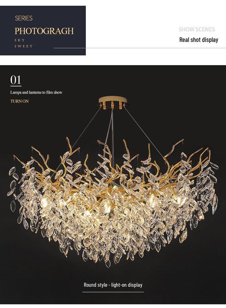 Elegant French Crystal Chandelier: K9 Aluminum Art Lamp for Living, Dining, and Bedroom
