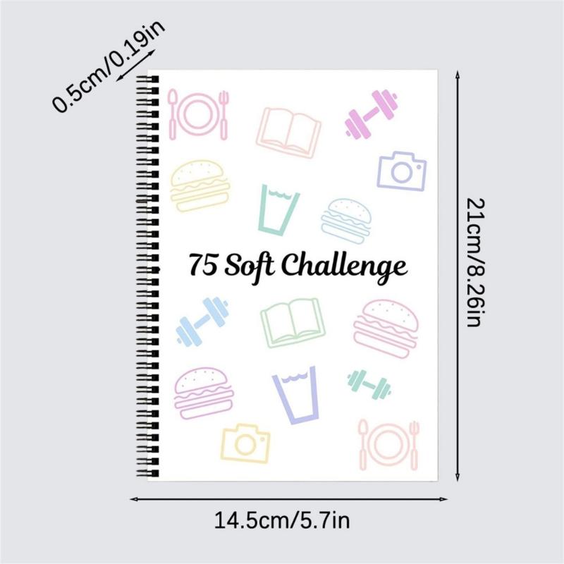 75 Day Challenge Planner Twin Coil Binding Daily Planner Diet Workout Reading Tracking Planner Journal Notebook 21x14cm