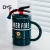 Ceramic Coffee Mug 450ml Funny Flame Extinguisher Cup with Lid Ice Chocolate Milk Beverage Mug Creative Gift for Men Women