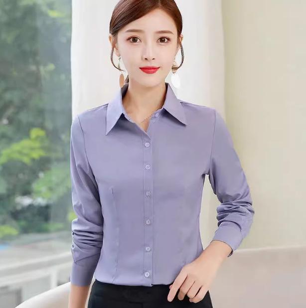 Women's Elegant Autumn White Long Sleeve Shirt - Professional Korean Style, Plus Size, Anti-Exposure