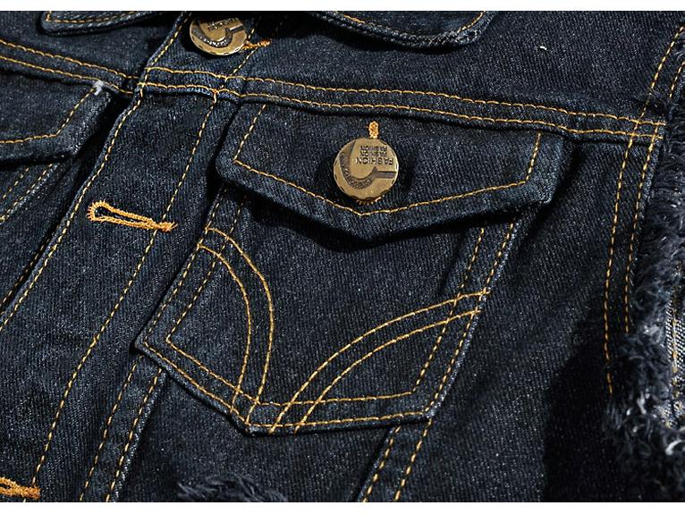 Große schwarze zerrissene Jeansweste für Herren – Weste im koreanischen Stil