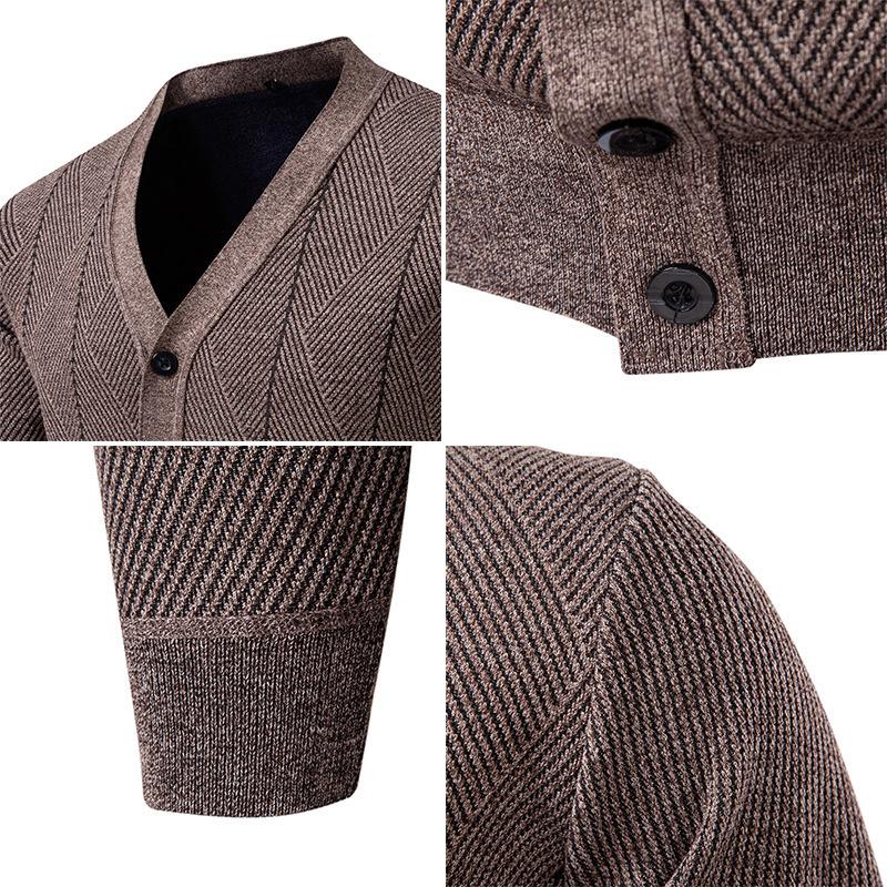 Men's Cardigan Sweater Jackets Cable Knitted V Neck Button Up Sweaters Ribbed Cardigan Sweater Jacket Business Casual Long Sleeve Sweaters for Men