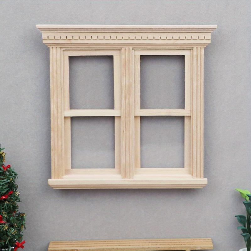 1/12 Maßstab Miniatur Holz Tür und Fenster Modell Ornament - DIY Miniatur Fotografie Requisiten - Saisonale Dekoration - Perfektes Geschenk