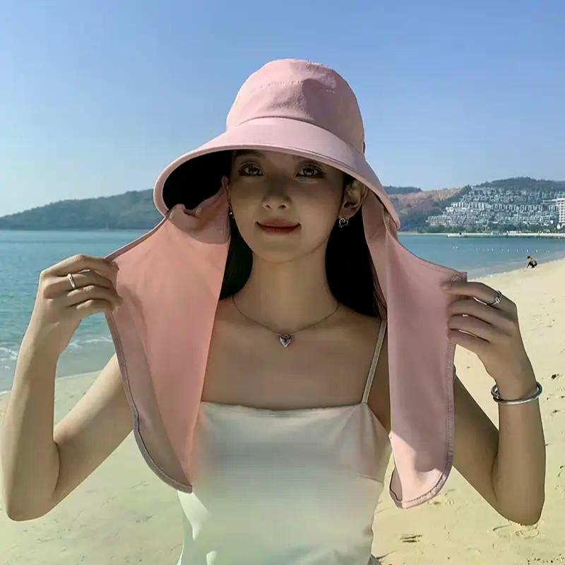 Women Anti UV Sunshade Shawl Cap Detachable Wide Brim Visor For Outdoor Sports Beach Travel Accessory