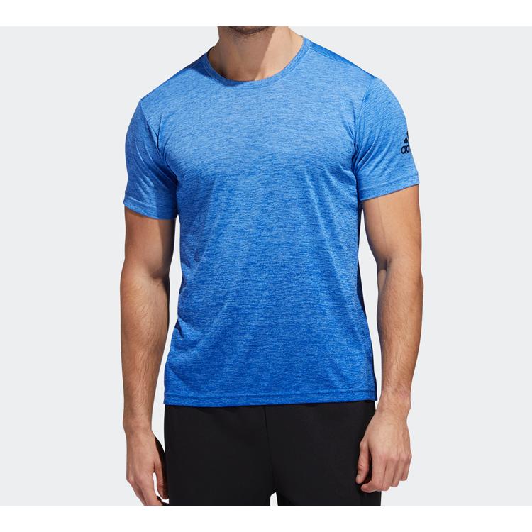 adidas T Shirts Men's Natural Blue Crew Neck Moderate Straight Fit EC1088